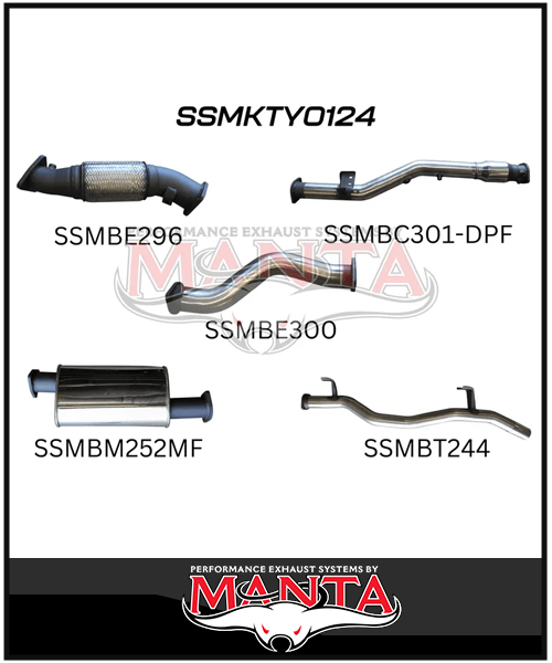 MANTA 3" TURBO BACK EXHAUST SYSTEM (DPF DELETE) FITS TOYOTA LANDCRUISER VDJ79R 4.5L V8 2016-2025