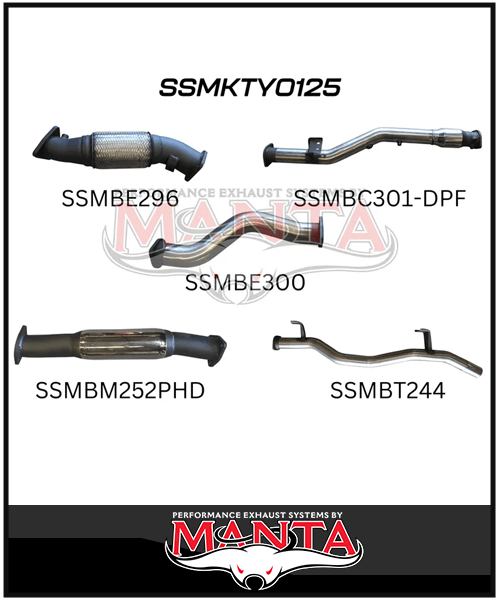 MANTA 3" TURBO BACK EXHAUST SYSTEM (DPF DELETE) FITS TOYOTA LANDCRUISER VDJ79R 4.5L V8 2016-2025