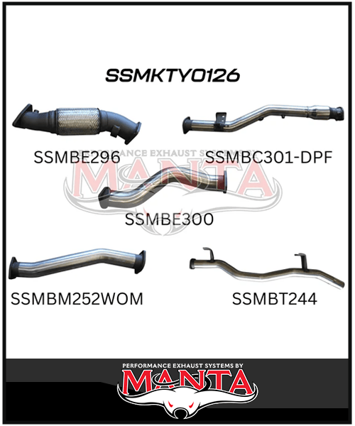 MANTA 3" TURBO BACK EXHAUST SYSTEM (DPF DELETE) FITS TOYOTA LANDCRUISER VDJ79R 4.5L V8 2016-2025