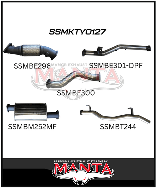 MANTA 3" TURBO BACK EXHAUST SYSTEM (DPF DELETE) FITS TOYOTA LANDCRUISER VDJ79R 4.5L V8 2016-2025