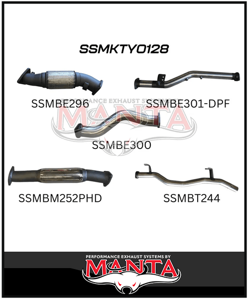 MANTA 3" TURBO BACK EXHAUST SYSTEM (DPF DELETE) FITS TOYOTA LANDCRUISER VDJ79R 4.5L V8 2016-2025