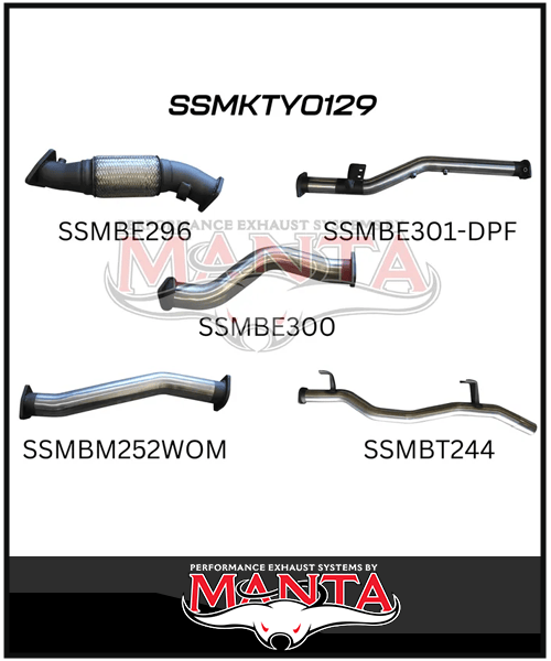 MANTA 3" TURBO BACK EXHAUST SYSTEM (DPF DELETE) FITS TOYOTA LANDCRUISER VDJ79R 4.5L V8 2016-2025