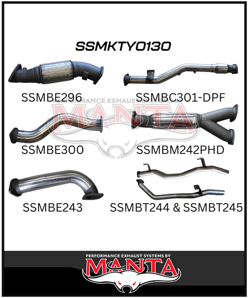 MANTA TWIN 3" TURBO BACK EXHAUST SYSTEM (DPF DELETE) FITS TOYOTA LANDCRUISER VDJ79R 4.5L V8 2016-2025