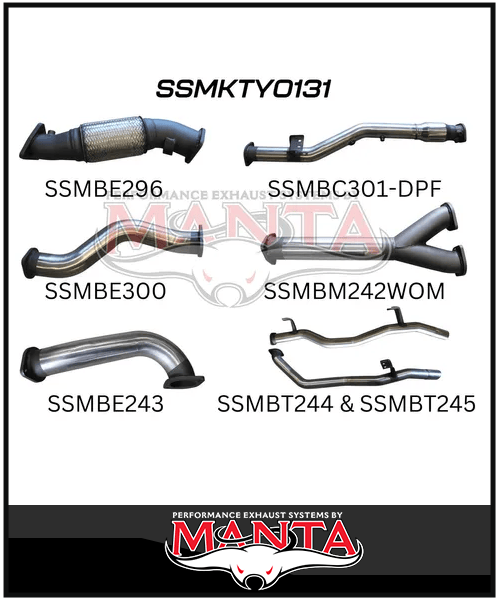 MANTA TWIN 3" TURBO BACK EXHAUST SYSTEM (DPF DELETE) FITS TOYOTA LANDCRUISER VDJ79R 4.5L V8 2016-2025