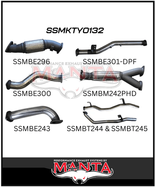 MANTA TWIN 3" TURBO BACK EXHAUST SYSTEM (DPF DELETE) FITS TOYOTA LANDCRUISER VDJ79R 4.5L V8 2016-2025