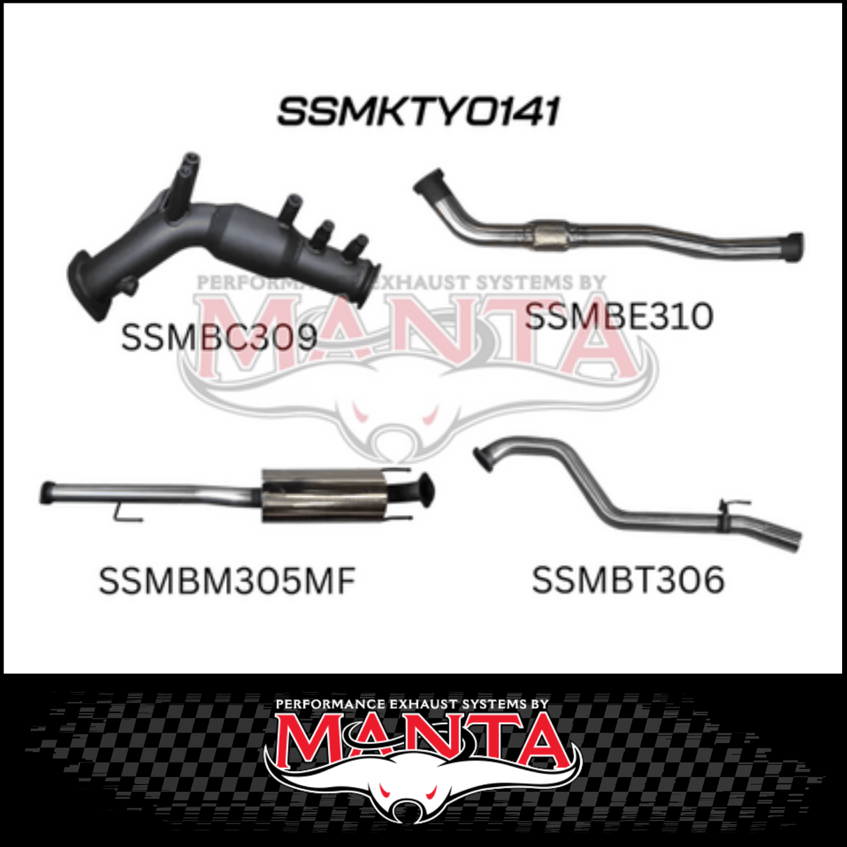 MANTA 3" TURBO BACK EXHAUST SYSTEM FITS TOYOTA HILUX GUN126R 2.8L N80 2015-ON