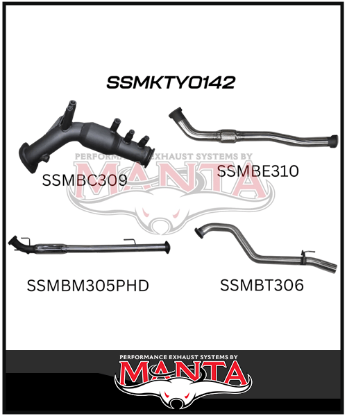 MANTA 3" TURBO BACK EXHAUST SYSTEM FITS TOYOTA HILUX GUN126R 2.8L N80 2015-ON