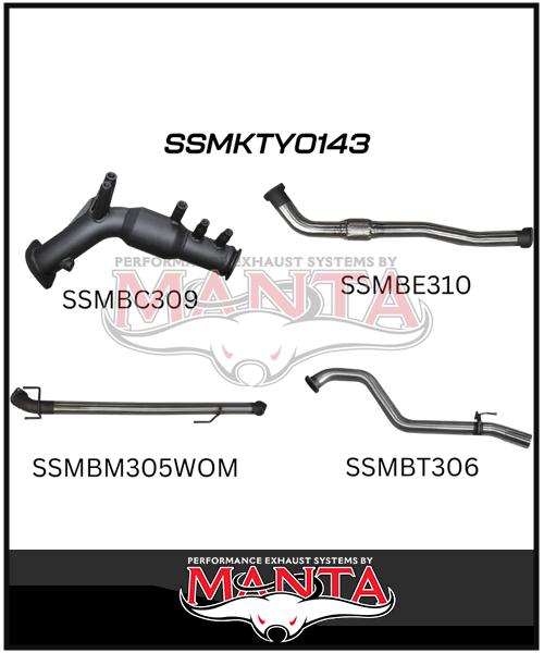 MANTA 3" TURBO BACK EXHAUST SYSTEM FITS TOYOTA HILUX GUN126R 2.8L N80 2015-ON