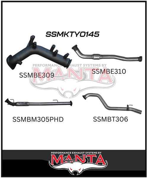 MANTA 3" TURBO BACK EXHAUST SYSTEM FITS TOYOTA HILUX GUN126R 2.8L N80 2015-ON