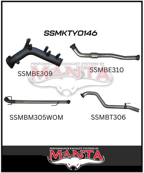 MANTA 3" TURBO BACK EXHAUST SYSTEM FITS TOYOTA HILUX GUN126R 2.8L N80 2015-ON