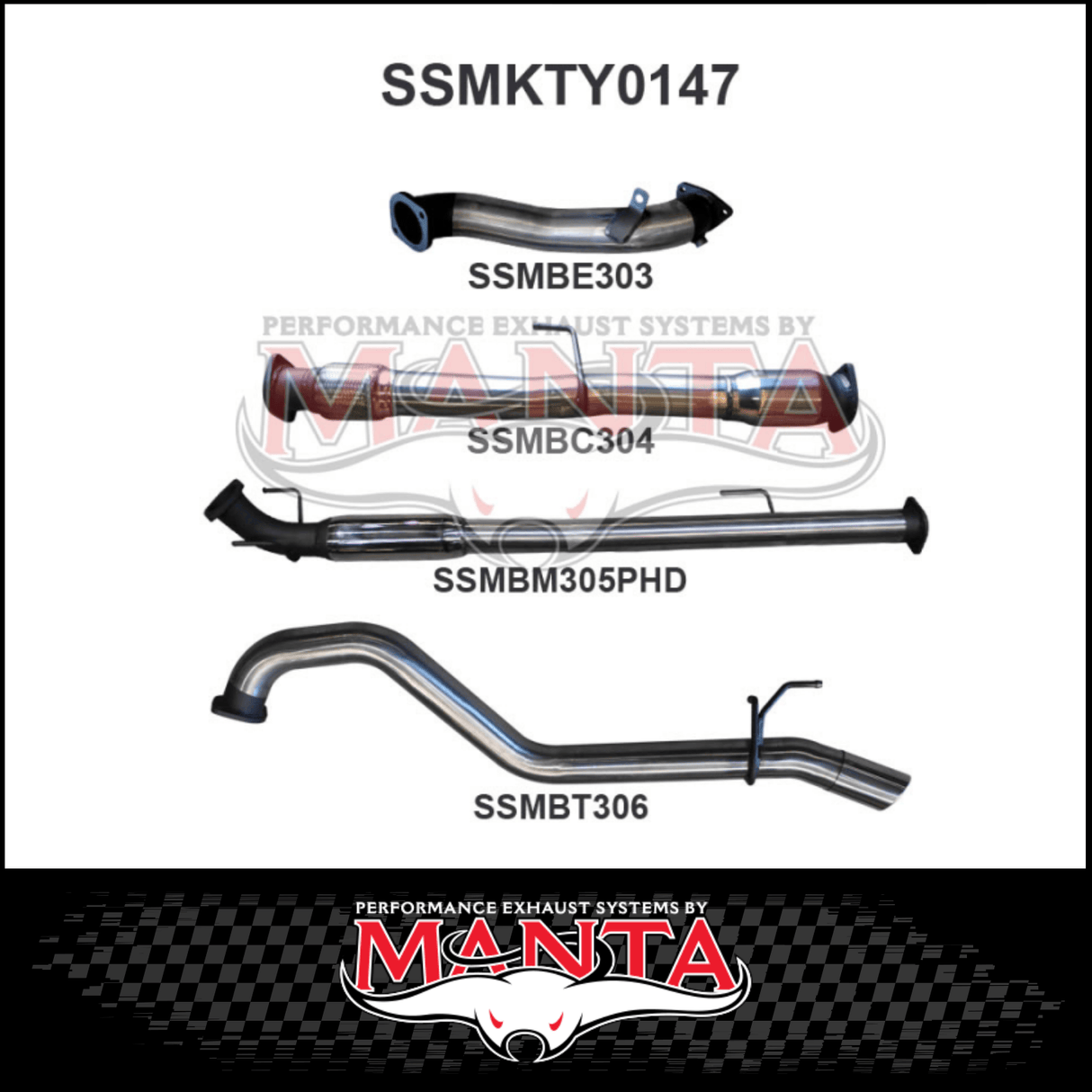 MANTA 3" STAINLESS STEEL TURBO BACK EXHAUST SYSTEM FITS TOYOTA HILUX KUN26R N70 3.0L 4CYL 2005-2015