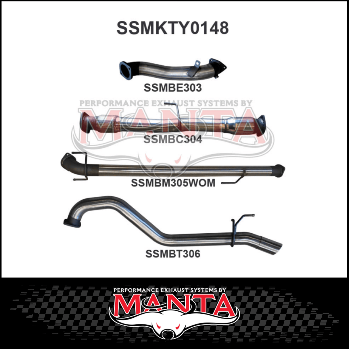 MANTA 3" STAINLESS STEEL TURBO BACK EXHAUST SYSTEM FITS TOYOTA HILUX KUN26R N70 3.0L 4CYL 2005-2015