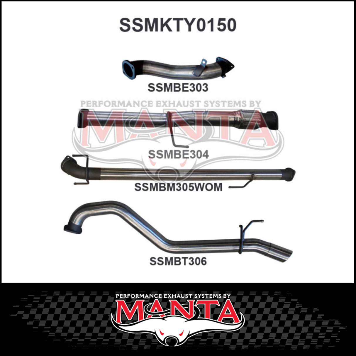 MANTA 3" STAINLESS STEEL TURBO BACK EXHAUST SYSTEM FITS TOYOTA HILUX KUN26R N70 3.0L 4CYL 2005-2015