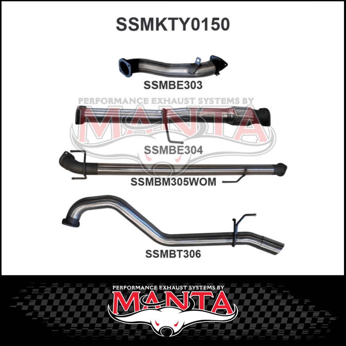 MANTA 3" STAINLESS STEEL TURBO BACK EXHAUST SYSTEM FITS TOYOTA HILUX KUN26R N70 3.0L 4CYL 2005-2015