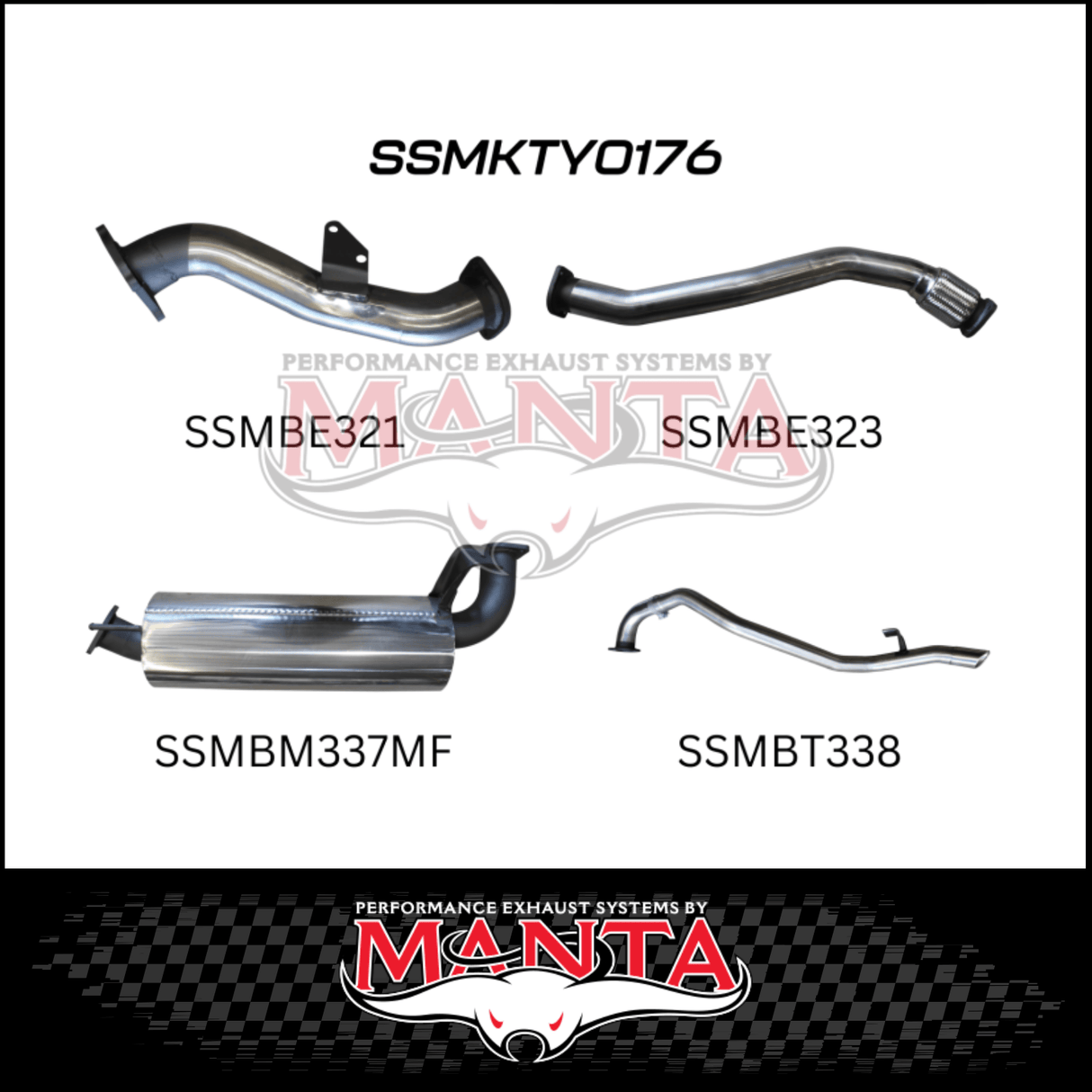 MANTA 3" STAINLESS STEEL TURBO BACK EXHAUST SYSTEM WITH MUFFLER FITS TOYOTA LANDCRUISER HZJ80R 4.2L 1HZ DIESEL WITH CT26 TURBO 1990-1997 (SSMKTY0176)
