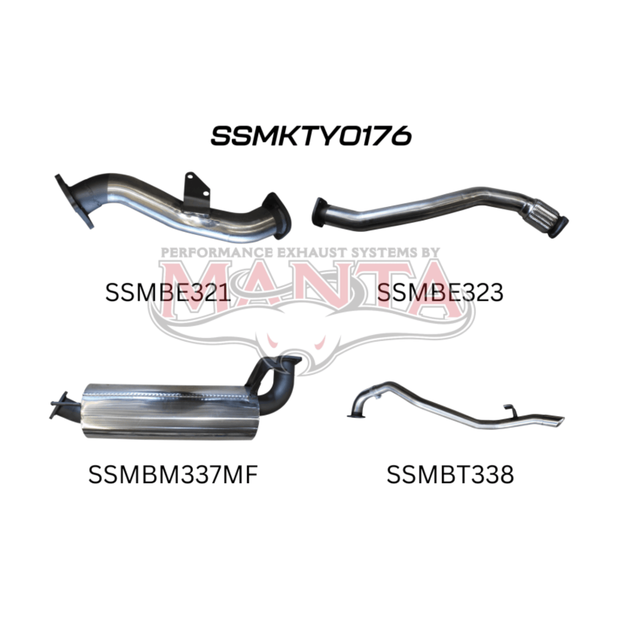 MANTA 3" STAINLESS STEEL TURBO BACK EXHAUST SYSTEM WITH MUFFLER FITS TOYOTA LANDCRUISER HZJ80R 4.2L 1HZ DIESEL WITH CT26 TURBO 1990-1997 (SSMKTY0176)