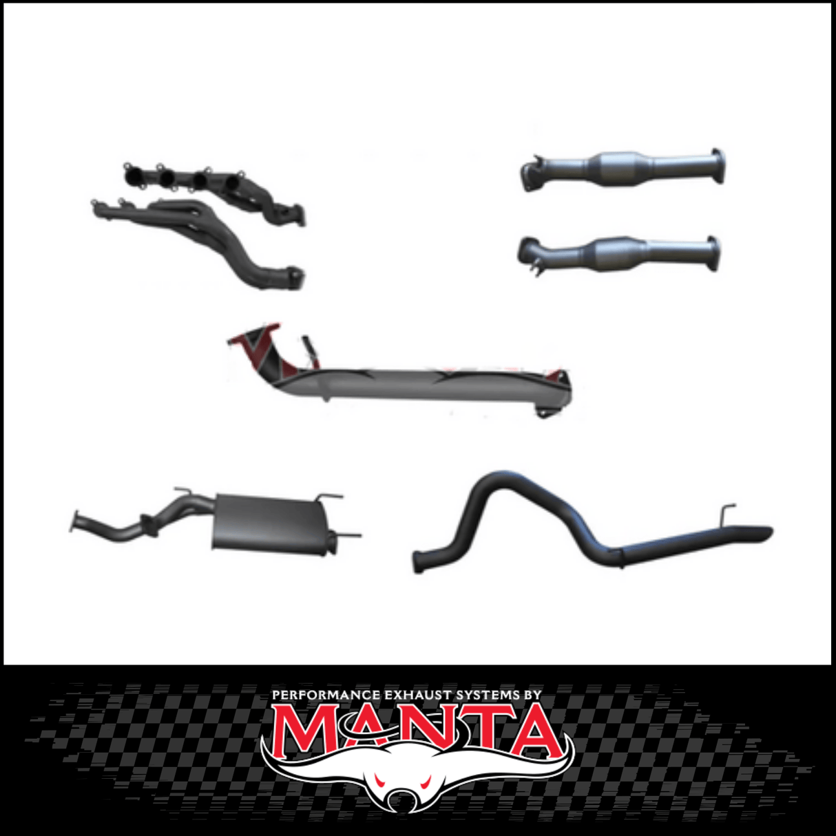 MANTA EXTRACTORS, CATS & 3" CAT BACK EXHAUST SYSTEM WITH CENTRE MUFFLER & REAR TAILPIPE FITS TOYOTA LANDCRUISER UZJ100R 1998-2007 (SSMKTY0304)