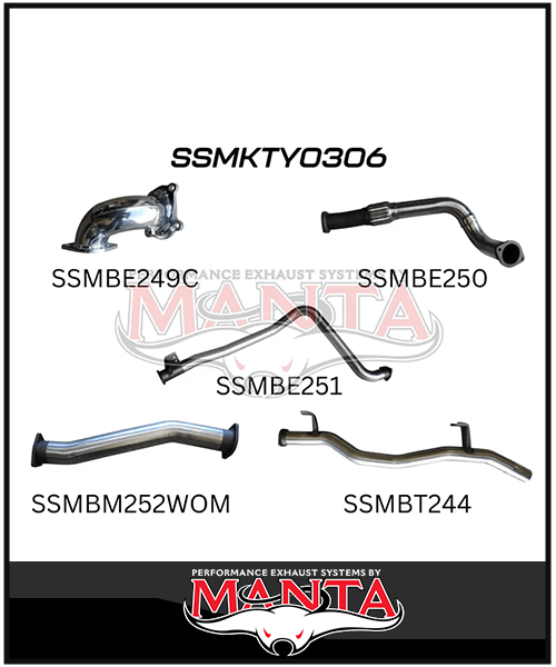 MANTA 3" STAINLESS STEEL TURBO BACK EXHAUST SYSTEM WITH PIPE ONLY FITS TOYOTA LANDCRUISER HDJ79R 4.2L 1HD TURBO 2001-2007 (SSMKTY0306)