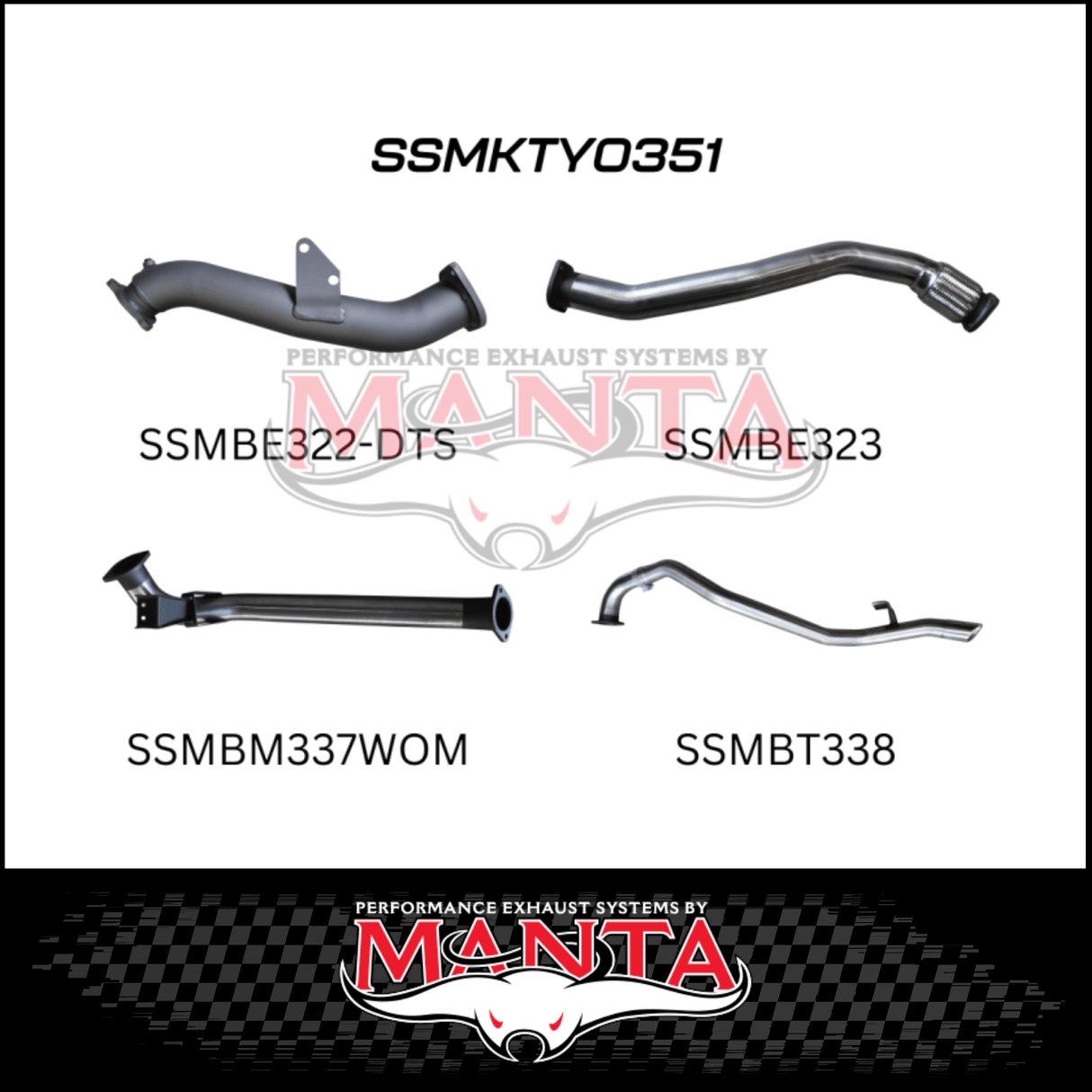 MANTA 3" STAINLESS STEEL TURBO BACK EXHAUST SYSTEM WITH PIPE ONLY FITS TOYOTA LANDCRUISER HZJ80R 4.2L 1HZ DIESEL WITH DTS TURBO 1990-1997 (SSMKTY0351)