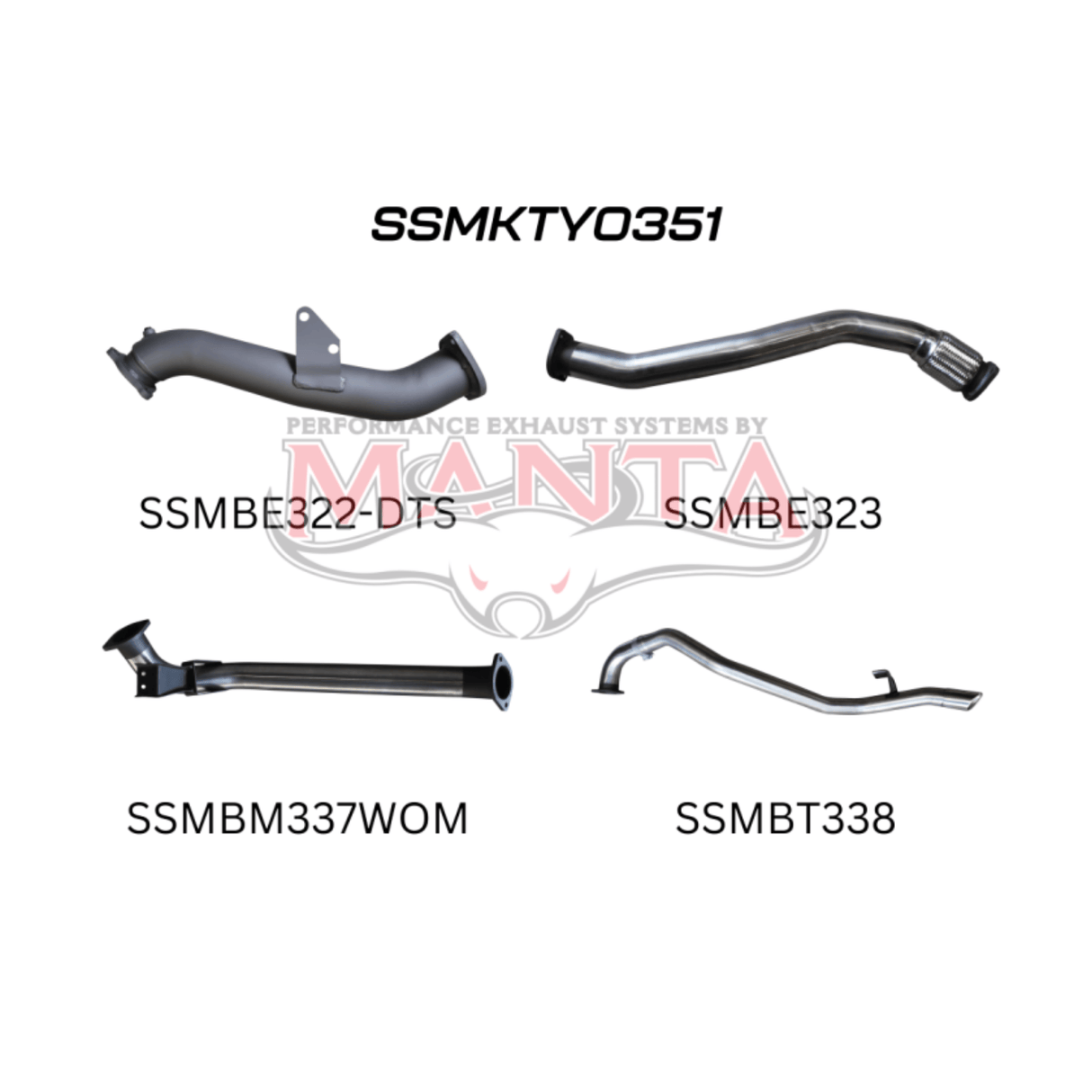 MANTA 3" STAINLESS STEEL TURBO BACK EXHAUST SYSTEM WITH PIPE ONLY FITS TOYOTA LANDCRUISER HZJ80R 4.2L 1HZ DIESEL WITH DTS TURBO 1990-1997 (SSMKTY0351)
