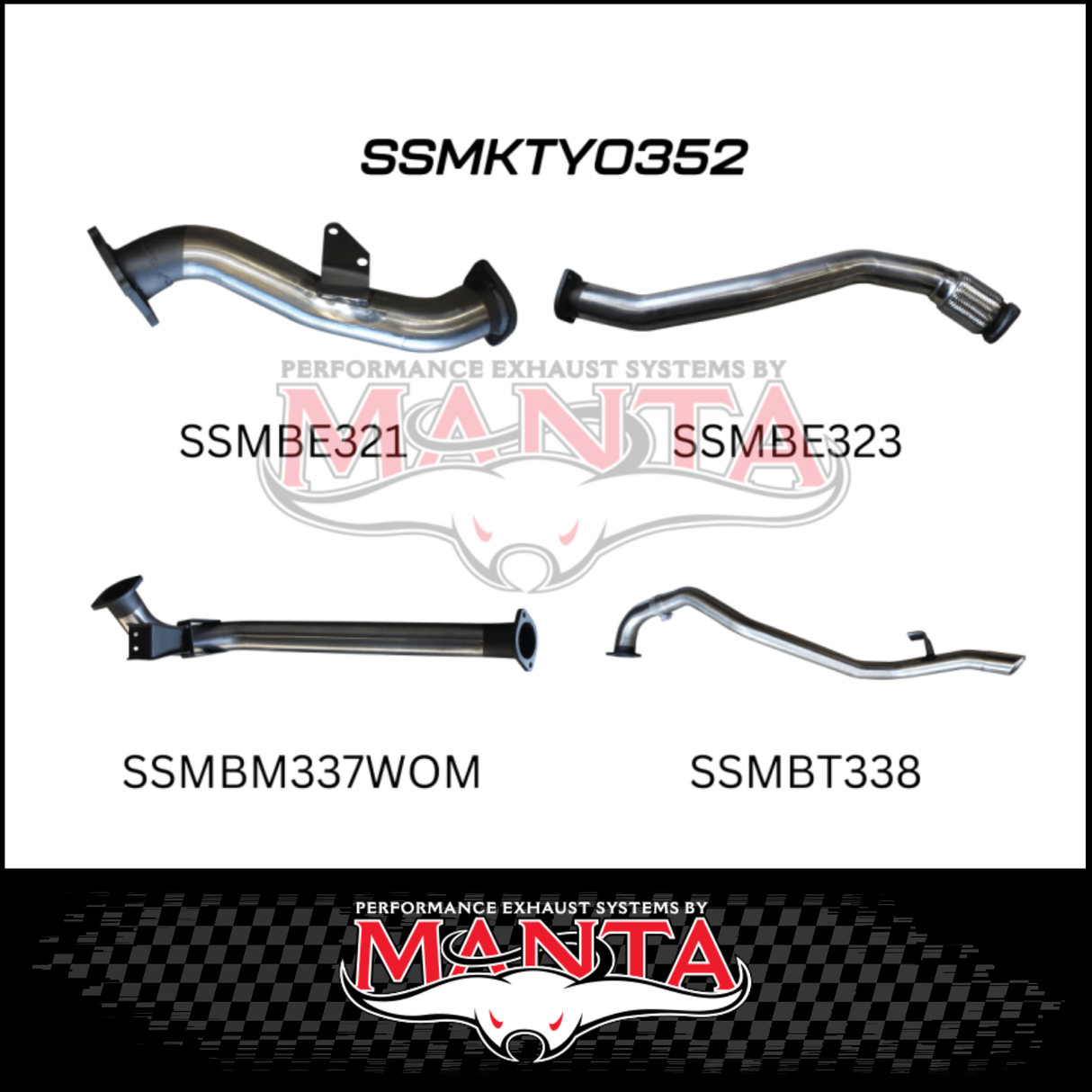 MANTA 3" STAINLESS STEEL TURBO BACK EXHAUST SYSTEM WITH PIPE ONLY FITS TOYOTA LANDCRUISER HZJ80R 4.2L 1HZ DIESEL WITH CT26 TURBO 1990-1997 (SSMKTY0352)
