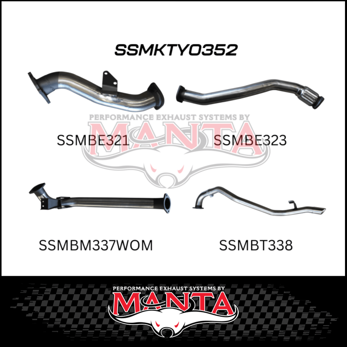 MANTA 3" STAINLESS STEEL TURBO BACK EXHAUST SYSTEM WITH PIPE ONLY FITS TOYOTA LANDCRUISER HZJ80R 4.2L 1HZ DIESEL WITH CT26 TURBO 1990-1997 (SSMKTY0352)