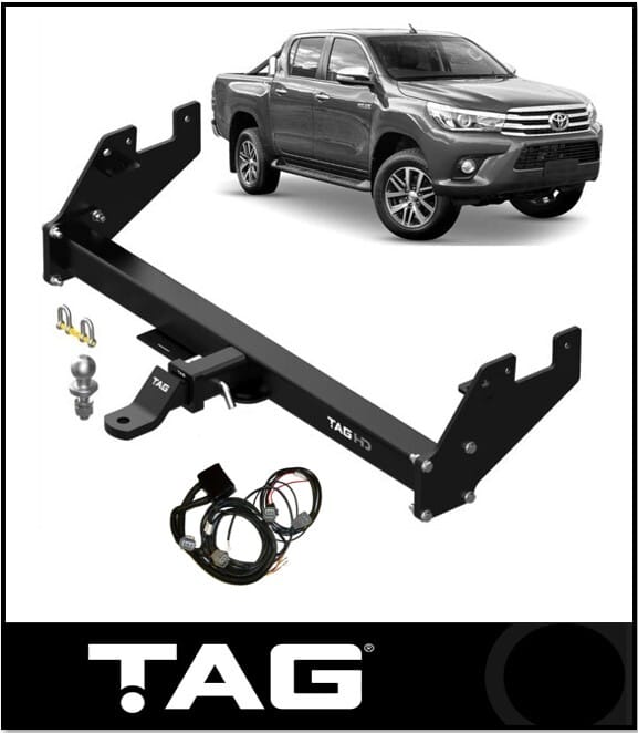 TAG HEAVY DUTY TOWBAR & WIRING KIT (3500KG) FITS TOYOTA HILUX GUN126R 1/2015-ON WITH NO STEP (T4T129-K203)