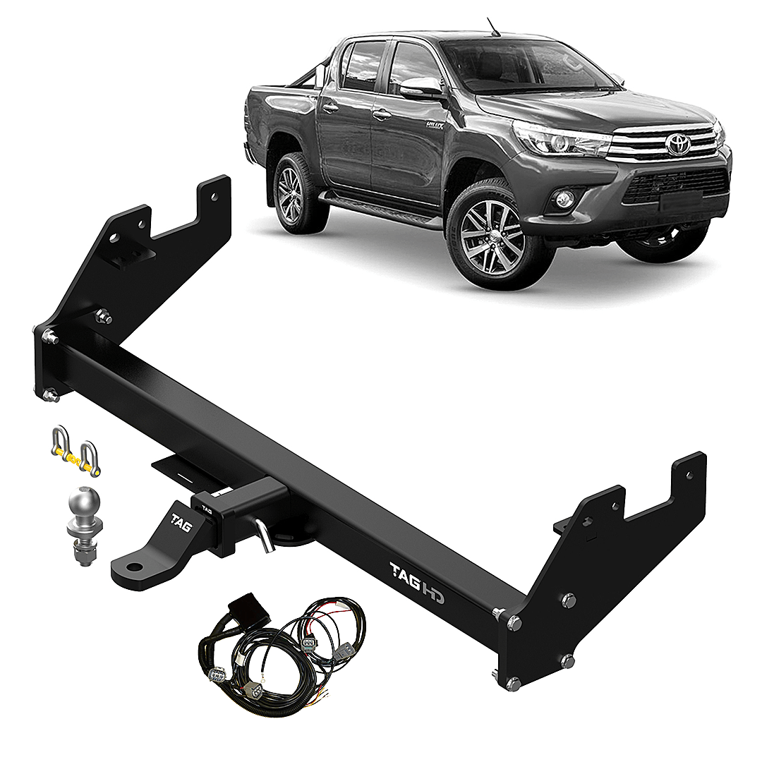 TAG HEAVY DUTY TOWBAR & WIRING KIT (3500KG) FITS TOYOTA HILUX GUN126R 1/2015-ON WITH NO STEP (T4T129-K203)