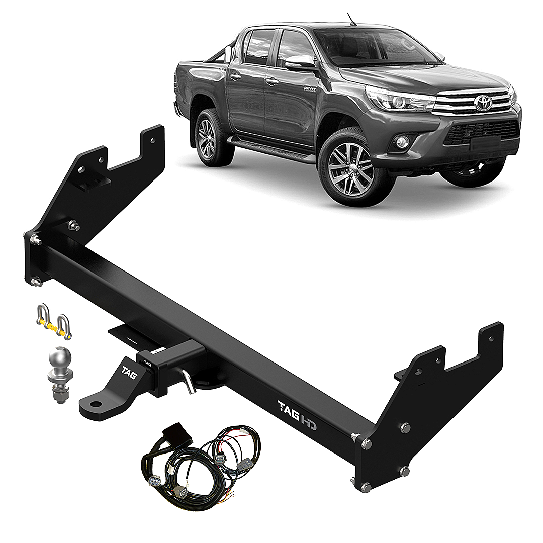TAG HEAVY DUTY TOWBAR & WIRING KIT (3500KG) FITS TOYOTA HILUX GUN125R 1/2015-ON WITH STEP (T4T640-K202)