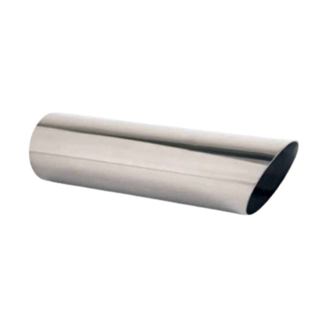 ANGLE CUT STAINLESS STEEL EXHAUST TIP - 2" INLET - 2 1/8" OUTLET (8" LONG)