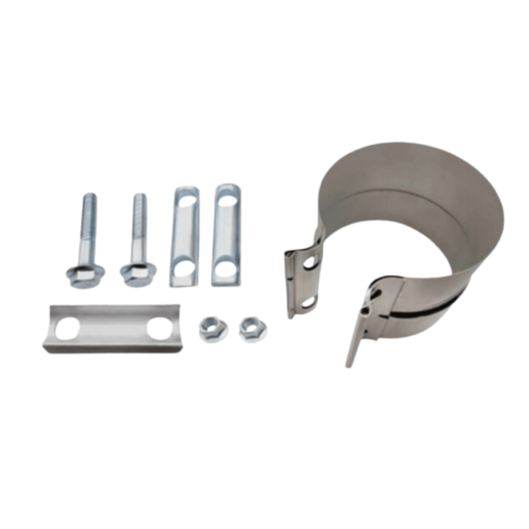 4" 101MM STAINLESS STEEL LAP BAND STYLE CLAMP (FLEX TO TUBE)