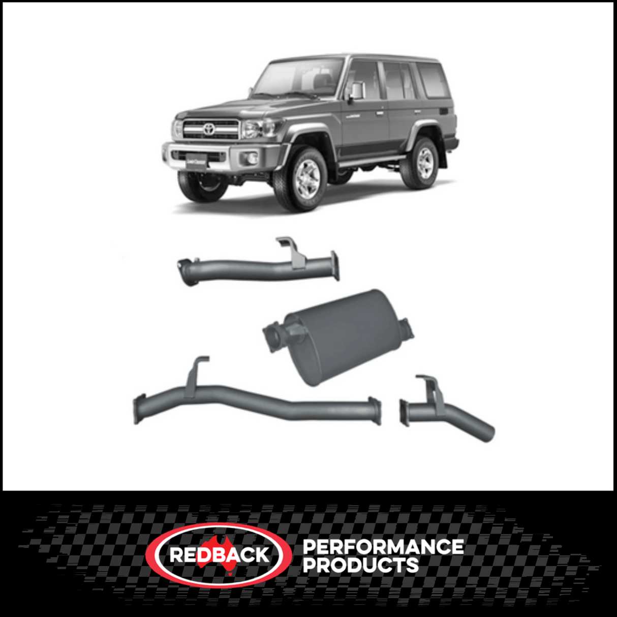 REDBACK 3" DPF BACK EXHAUST SYSTEM WITH MUFFLER FITS TOYOTA LANDCRUISER VDJ76R 2016-2025 WAGON (TLX442400-PM)