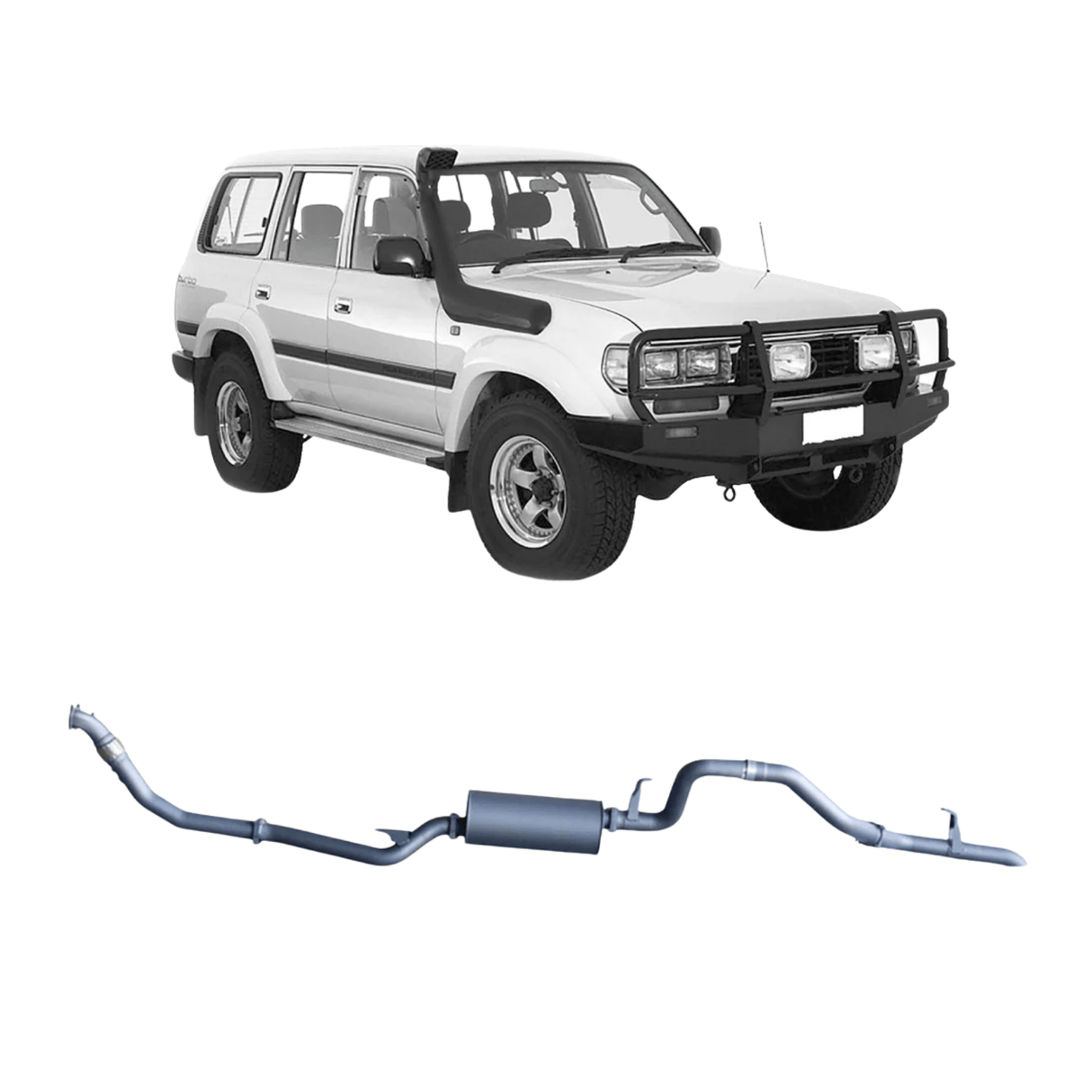 REDBACK 3" STAINLESS STEEL TURBO BACK EXHAUST SYSTEM WITH MUFFLER FITS TOYOTA LANDCRUISER HZJ80R 4.2L 1HZ WITH DENCO TURBO 1990-1997 (TLX44500-PM-DEN)