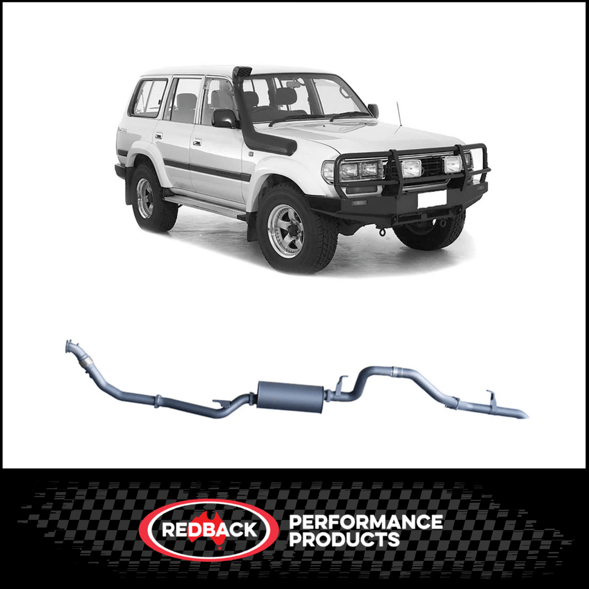 REDBACK 3" STAINLESS STEEL TURBO BACK EXHAUST SYSTEM WITH MUFFLER FITS TOYOTA LANDCRUISER HZJ80R 4.2L 1HZ WITH SAFARI TURBO 1990-1997 (TLX44500-PM-SAF)