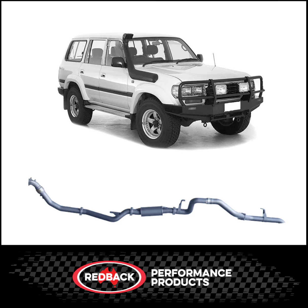 REDBACK 3" STAINLESS STEEL MANIFOLD BACK EXHAUST SYSTEM WITH MUFFLER FITS TOYOTA LANDCRUISER HZJ80R 4.2L 1HZ 1990-1997 (TLX44500-PM-STD)