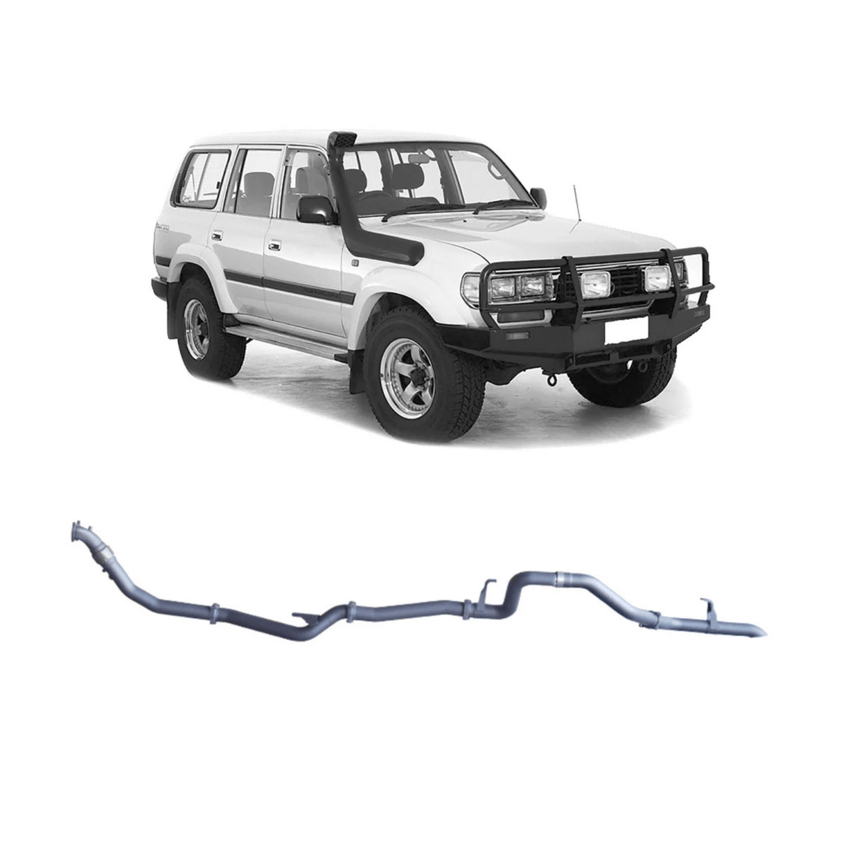REDBACK 3" STAINLESS STEEL TURBO BACK EXHAUST SYSTEM WITH PIPE ONLY FITS TOYOTA LANDCRUISER HZJ80R 4.2L 1HZ WITH DENCO TURBO 1990-1997 (TLX44500-PO-DEN)
