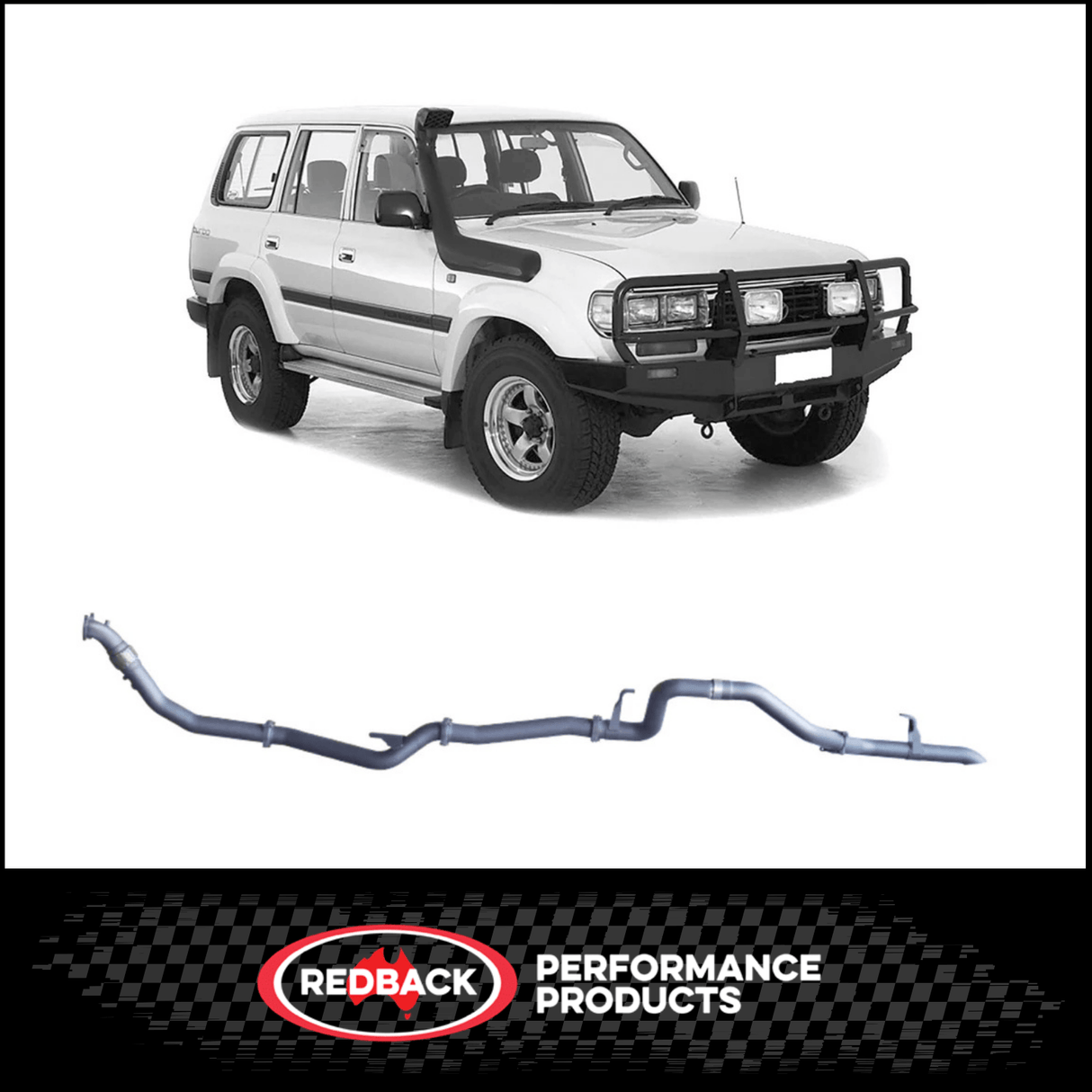 REDBACK 3" STAINLESS STEEL TURBO BACK EXHAUST SYSTEM WITH PIPE ONLY FITS TOYOTA LANDCRUISER HZJ80R 4.2L 1HZ WITH DENCO TURBO 1990-1997 (TLX44500-PO-DEN)