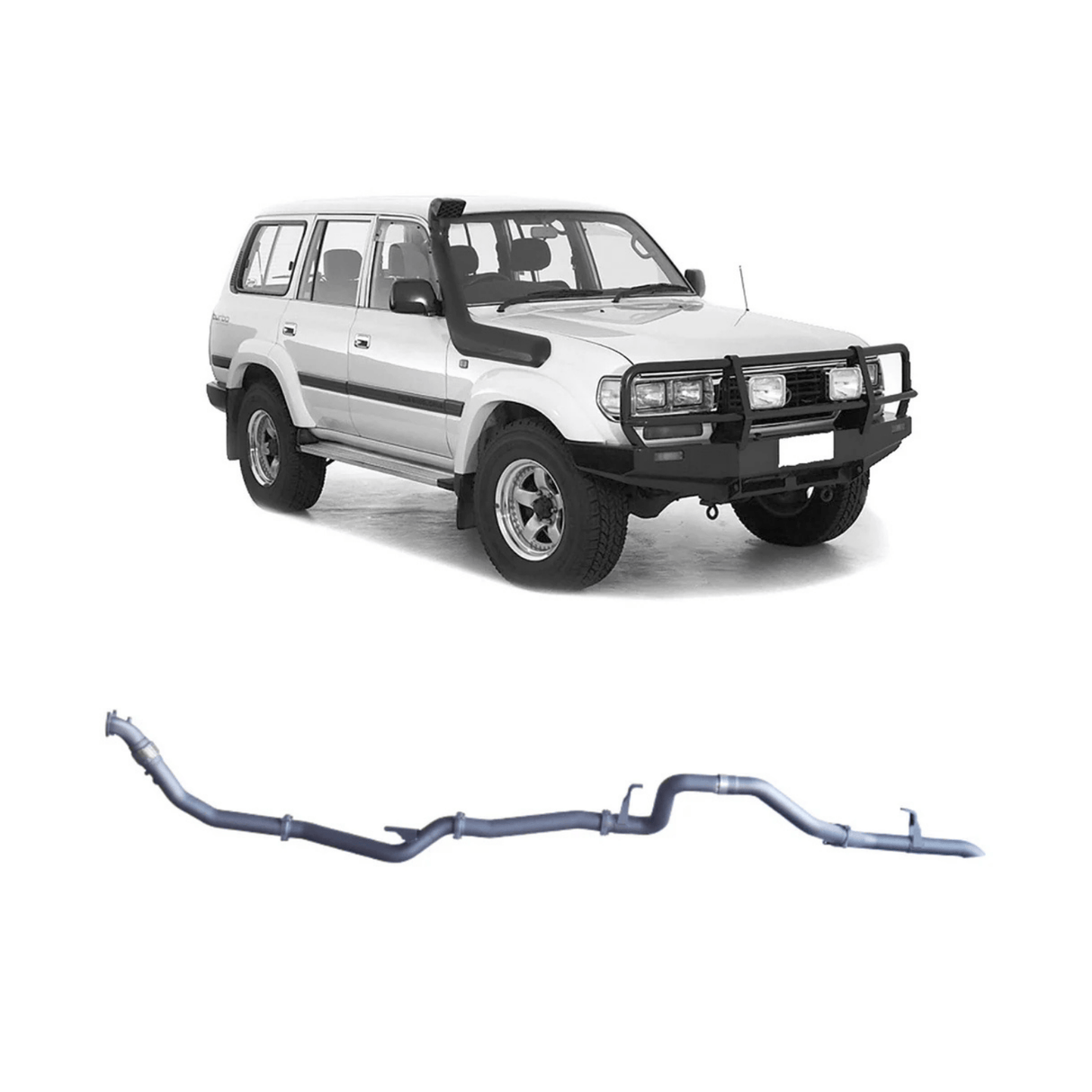 REDBACK 3" STAINLESS STEEL TURBO BACK EXHAUST SYSTEM WITH PIPE ONLY FITS TOYOTA LANDCRUISER HZJ80R 4.2L 1HZ WITH DTS TURBO 1990-1997 (TLX44500-PO-DTS)