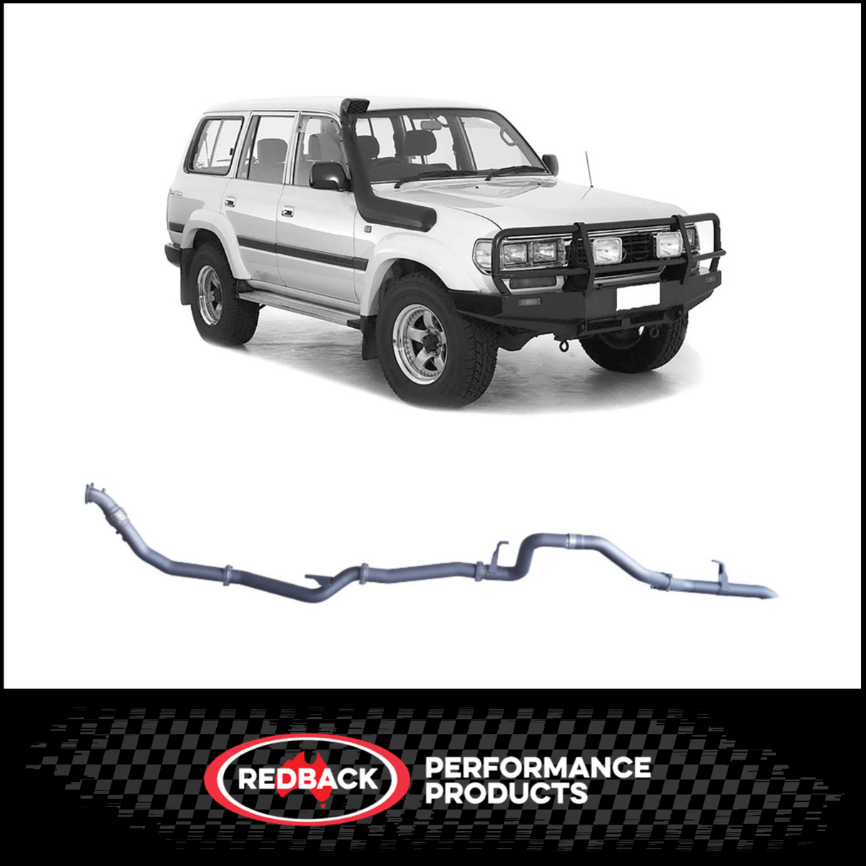 REDBACK 3" STAINLESS STEEL TURBO BACK EXHAUST SYSTEM WITH PIPE ONLY FITS TOYOTA LANDCRUISER HZJ80R 4.2L 1HZ WITH SAFARI TURBO 1990-1997 (TLX44500-PO-SAF)