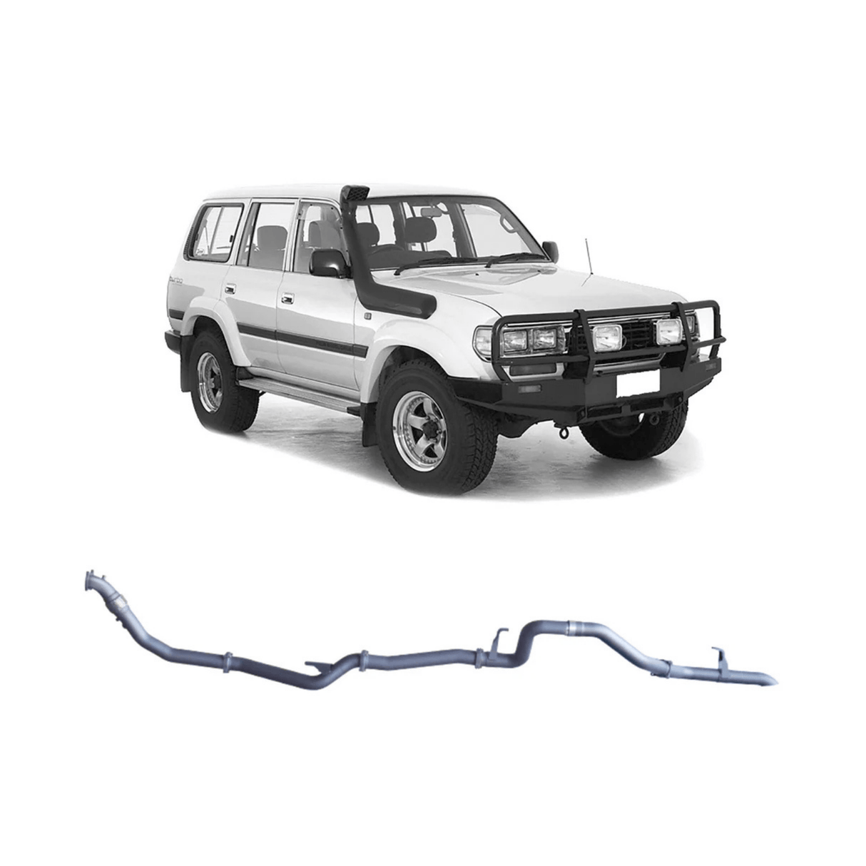 REDBACK 3" STAINLESS STEEL TURBO BACK EXHAUST SYSTEM WITH PIPE ONLY FITS TOYOTA LANDCRUISER HZJ80R 4.2L 1HZ WITH SAFARI TURBO 1990-1997 (TLX44500-PO-SAF)