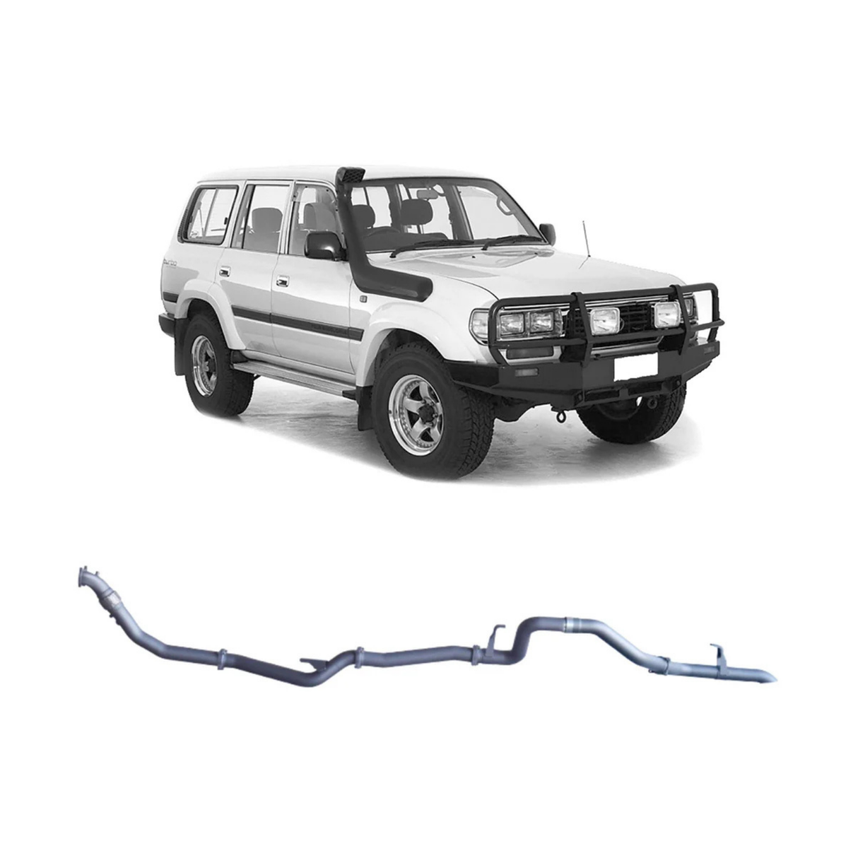 REDBACK 3" STAINLESS STEEL MANIFOLD BACK EXHAUST SYSTEM WITH PIPE ONLY FITS TOYOTA LANDCRUISER HZJ80R 4.2L 1HZ 1990-1997 (TLX44500-PO-STD)