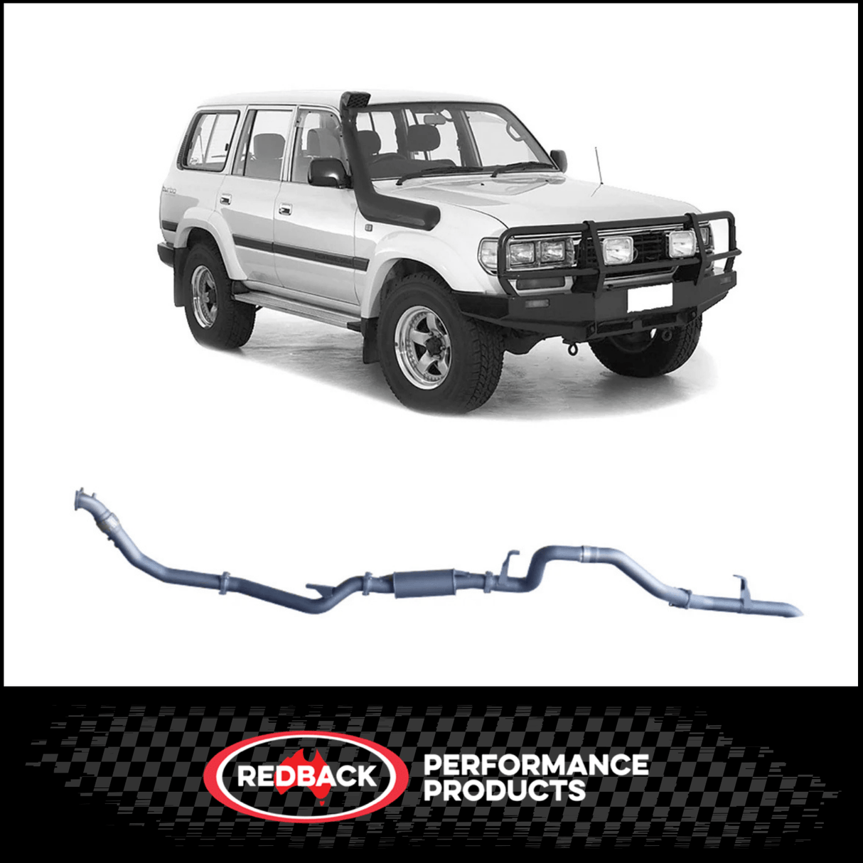 REDBACK 3" STAINLESS STEEL TURBO BACK EXHAUST SYSTEM WITH RESONATOR FITS TOYOTA LANDCRUISER HZJ80R 4.2L 1HZ WITH DENCO TURBO 1990-1997 (TLX44500-PR-DEN)