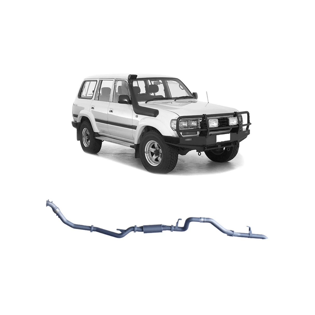 REDBACK 3" STAINLESS STEEL TURBO BACK EXHAUST SYSTEM WITH RESONATOR FITS TOYOTA LANDCRUISER HZJ80R 4.2L 1HZ WITH SAFARI TURBO 1990-1997 (TLX44500-PR-SAF)