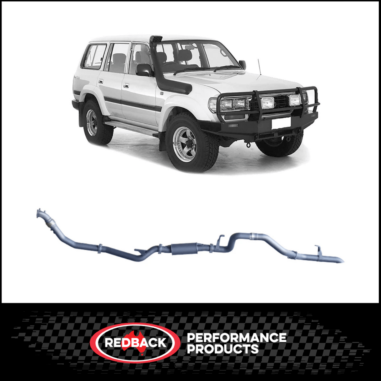 REDBACK 3" STAINLESS STEEL MANIFOLD BACK EXHAUST SYSTEM WITH RESONATOR FITS TOYOTA LANDCRUISER HZJ80R 4.2L 1HZ 1990-1997 (TLX44500-PR-STD)