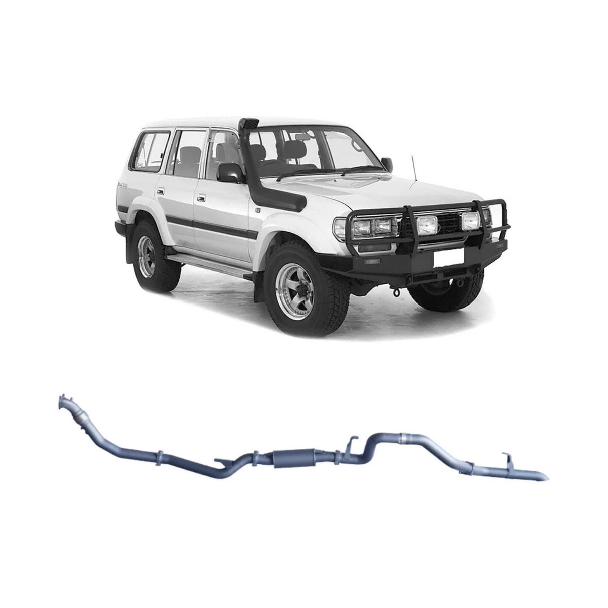 REDBACK 3" STAINLESS STEEL MANIFOLD BACK EXHAUST SYSTEM WITH RESONATOR FITS TOYOTA LANDCRUISER HZJ80R 4.2L 1HZ 1990-1997 (TLX44500-PR-STD)