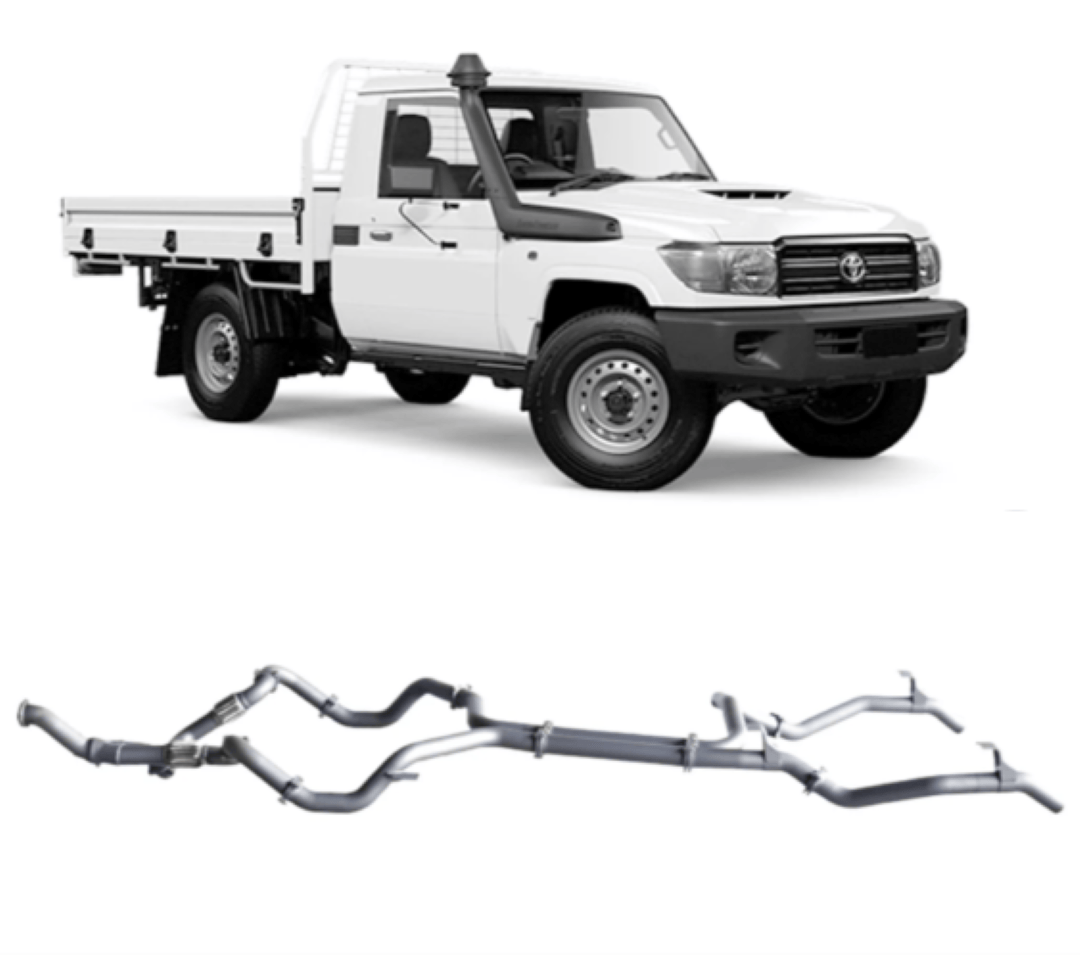 REDBACK TWIN 3" 409 STAINLESS STEEL TURBO BACK EXHAUST SYSTEM FITS TOYOTA LANDCRUISER VDJ79R 2007-2016 SINGLE CAB