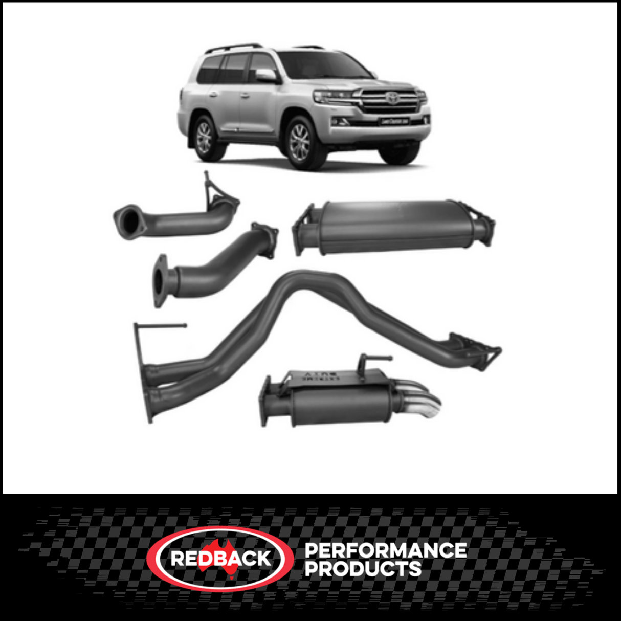 REDBACK 3" TWIN 409 STAINLESS STEEL DPF BACK EXHAUST SYSTEM FITS TOYOTA LANDCRUISER VDJ200R 4.5L V8 2015-2021