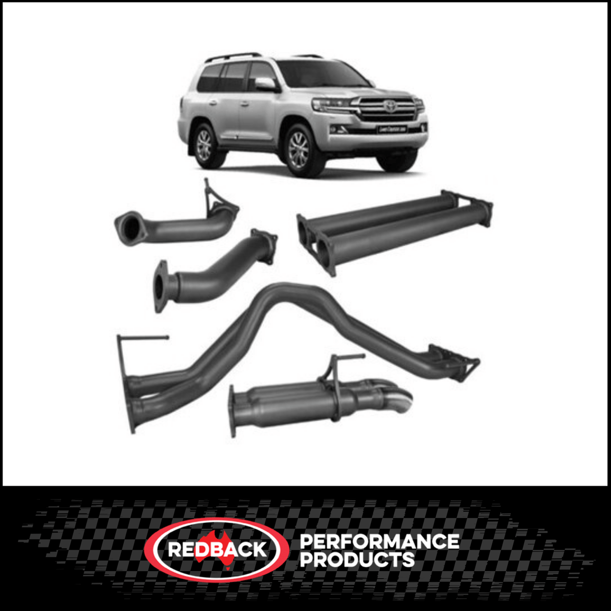 REDBACK 3" TWIN 409 STAINLESS STEEL DPF BACK EXHAUST SYSTEM FITS TOYOTA LANDCRUISER VDJ200R 4.5L V8 2015-2021