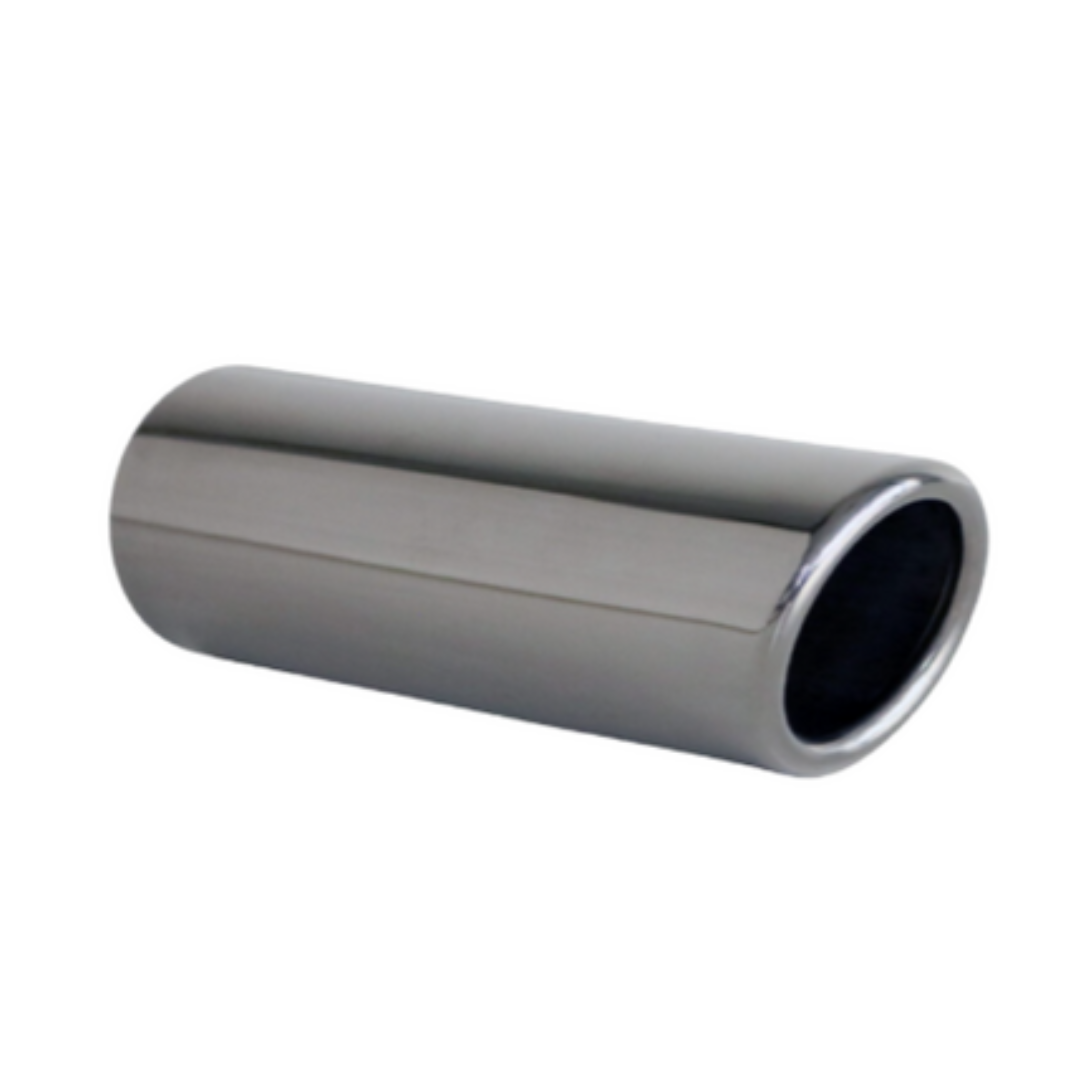 ANGLE CUT ROLLED IN STAINLESS STEEL EXHAUST TIP - 2" INLET - 2 1/8" OUTLET (6.5" LONG)