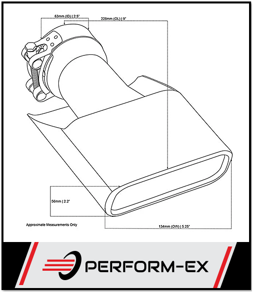 ANGLE CUT ROLLED IN STAINLESS STEEL EXHAUST TIP - 2.5" INLET - 130MM X 55MM OVAL OUTLET (9" LONG)